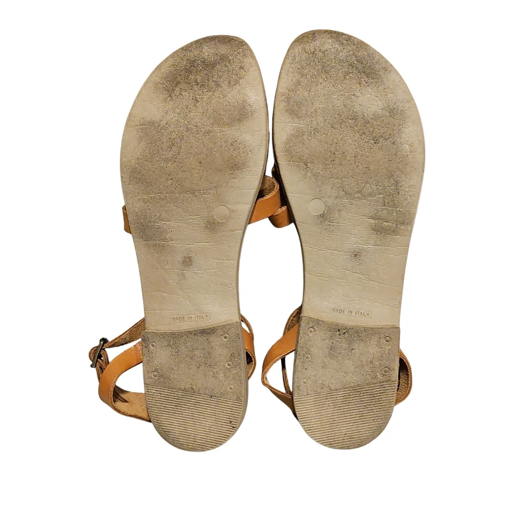Barbara Barbier Tan Leather Strappy Flat Sandals - Picture 4 of 4